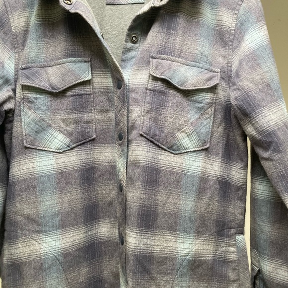 PrAna | Charlie Plaid Flannel Shacket in Noir Blue - Picture 3 of 8
